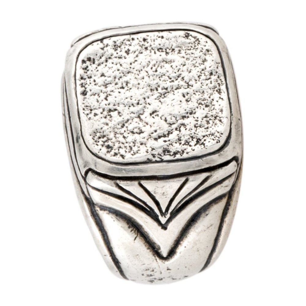 JOHN VARVATOS STERLING SILVER 925 HAMMERED SIGNET RING - Picture 2 of 4